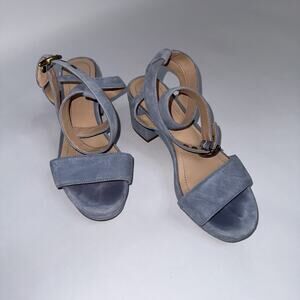 Coach Women’s Serena Strappy Platform Block Heel Sandals Blue Suede Size 6.5